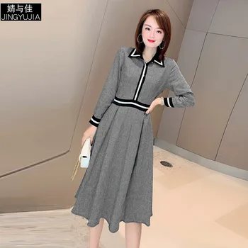 Office Dress 2019 Autumn Women's Simple Stripes Patchwork Turn Down Collar Wrist Length Sleeve Slim Pleated Dress Over The Knees
Office Dress 2019 Autumn Women's Simple Stripes Patchwork Turn Down Collar Wrist Length Sleeve Slim Pleated Dress Over The Knees