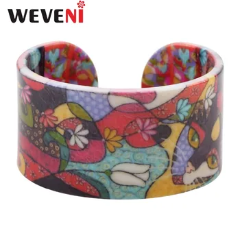 WEVENI Fab Design Love Wide Cat kitten Shine Print Bracelets Bangles Acrylic Jewelry For Women New Fashion Animal Accessories
WEVENI Fab Design Love Wide Cat kitten Shine Print Bracelets Bangles Acrylic Jewelry For Women New Fashion Animal Accessories