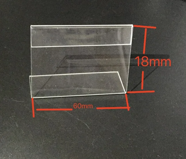 300pcs 60x18mm L-Shaped Transparent Acrylic Stand Supermarket Price Tag Table Card Holder
300pcs 60x18mm L-Shaped Transparent Acrylic Stand Supermarket Price Tag Table Card Holder