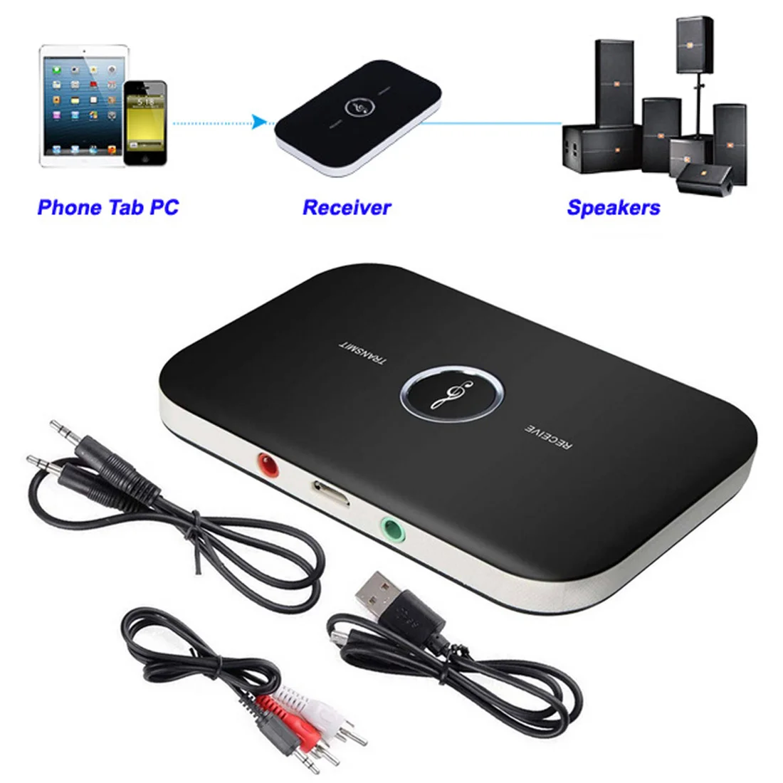 

B6 2 in 1 Wireless Bluetooth Receiver Transmitter 4.1 Audio 3.5mm Adapter For PC Smartphone Bluetooth Receiver Transmitter Aux