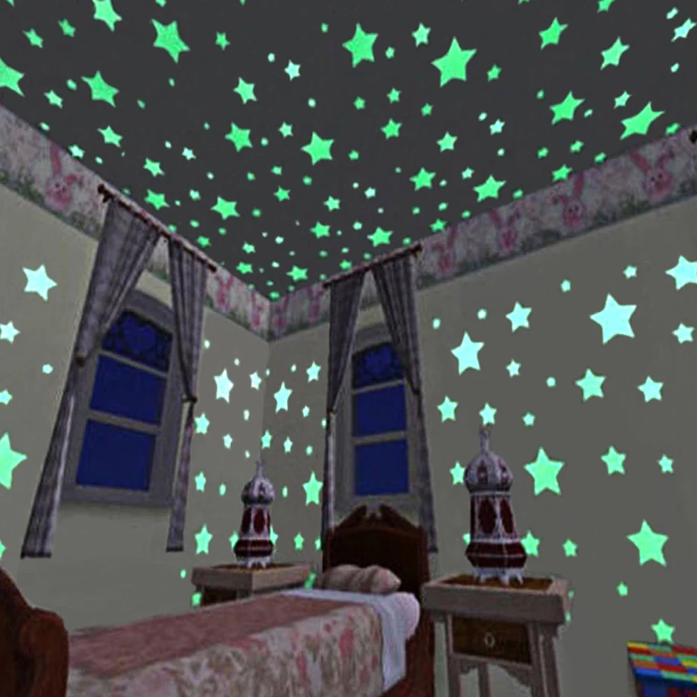 100pcs 3D Stars Glow In The Dark Wall Stickers Fluorescent Luminous Sticker Phosphorescent for Ceiling Wall Kids Room Decor
100pcs 3D Stars Glow In The Dark Wall Stickers Fluorescent Luminous Sticker Phosphorescent for Ceiling Wall Kids Room Decor