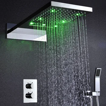2019 Thermostatic LED Shower Faucet Set Wall Mounted Modern Rain Shower Waterfall Massage Shower Kit
2019 Thermostatic LED Shower Faucet Set Wall Mounted Modern Rain Shower Waterfall Massage Shower Kit