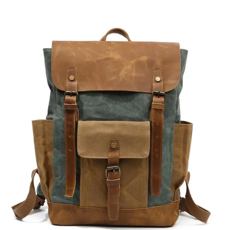 Mens Canvas Waxed Leather Backpack Vintage Waterproof Laptop Backpack Large Capacity Students School Bags Big Travel Rucksack
Mens Canvas Waxed Leather Backpack Vintage Waterproof Laptop Backpack Large Capacity Students School Bags Big Travel Rucksack