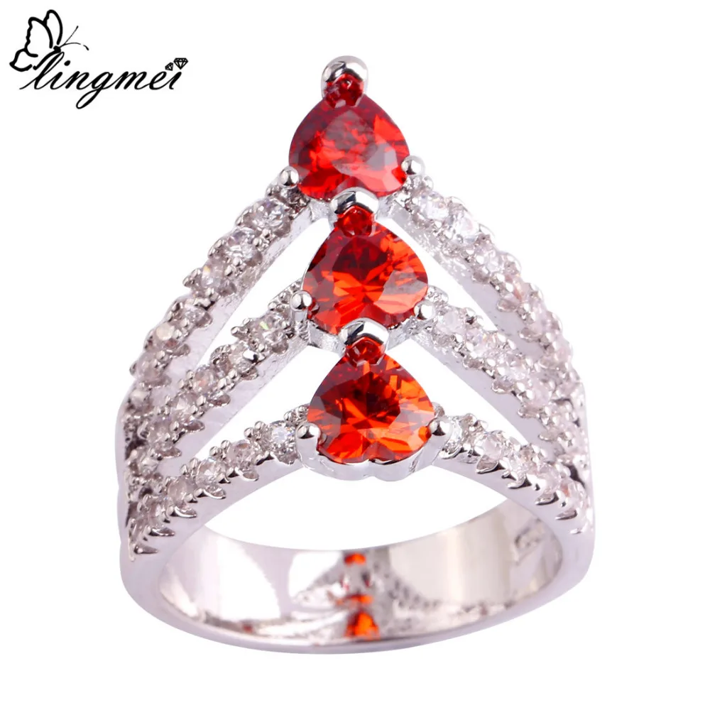 lingmei Wholesale Cute Heart Cut Garnet & White CZ Silver Color Ring Size 6 7 8 9 10 11 Fashion Women Bridal Wedding Jewelry
lingmei Wholesale Cute Heart Cut Garnet & White CZ Silver Color Ring Size 6 7 8 9 10 11 Fashion Women Bridal Wedding Jewelry
