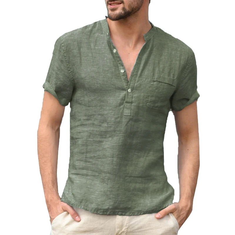 Summer Male Pure Color Clothes Button Down Collar V-Neck Men's Loose Shirt Casual Linen Shirts Pullover Short Sleevet Tops
Summer Male Pure Color Clothes Button Down Collar V-Neck Men's Loose Shirt Casual Linen Shirts Pullover Short Sleevet Tops