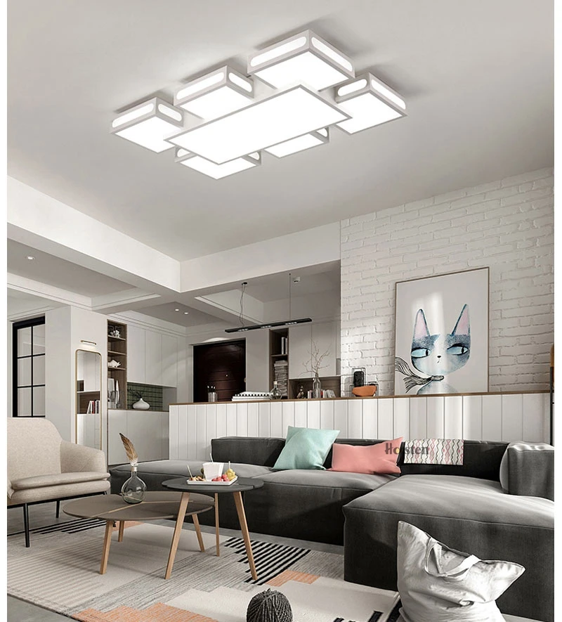 Modern Simple Acrylic LED Ceiling Lights Minimalist Rectangular Ceiling Chandelier Lights Lamp For Living Room Bedroom 220V (16)