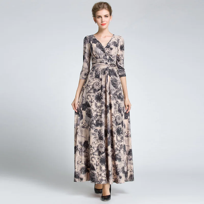 Vintage Floral Runway Maxi Dress Women's 3/4 Sleeve Printed Celebrity Party Ball Gown Long Dress
Vintage Floral Runway Maxi Dress Women's 3/4 Sleeve Printed Celebrity Party Ball Gown Long Dress