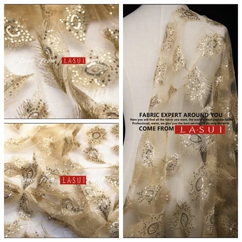 LASUI Golden Peacock Feathers Embroidery Sequin Cloth Fabrics DIY evening dress prom dresses vestido de festa X0201
LASUI Golden Peacock Feathers Embroidery Sequin Cloth Fabrics DIY evening dress prom dresses vestido de festa X0201