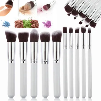 Professional Cosmetic Makeup Tools Brushes 10pcs Brushes Set Powder Eyeshadow Lip Blush Kits Wood Handle Beauty White Silver
Professional Cosmetic Makeup Tools Brushes 10pcs Brushes Set Powder Eyeshadow Lip Blush Kits Wood Handle Beauty White Silver