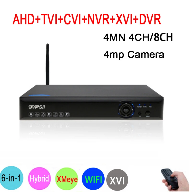

4MP,1080P,960P,720P CCTV Camera Blue-Ray Hi3520D Xmeye 4MN 4CH/8CH 6 in 1 Hybrid WIFI XVI CVI TVi NVR AHD CCTV DVR Free shipping
