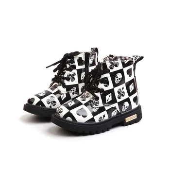 Spring Autumn Unisex Cotton Lined Boots Child Fashion Skull Prints Lace-UP Flat With Martens Boot Kids PU Leather Shoes #14
Spring Autumn Unisex Cotton Lined Boots Child Fashion Skull Prints Lace-UP Flat With Martens Boot Kids PU Leather Shoes #14