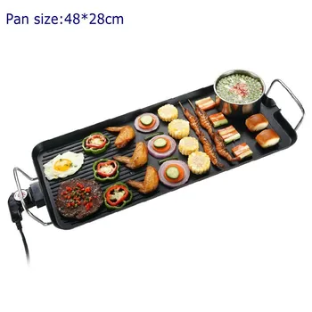 Electric Grill Pan / Electric Griddle Non stick pan electric oven Smoke-free barbecue machine Teppanyaki 48CM