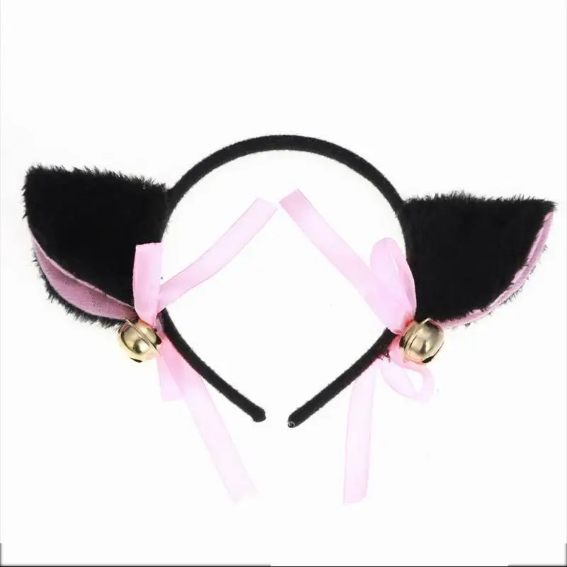 

Fashion Night Party Club Bar Wearing Decorate Headbands Cat Fox Fur Ear Pattern Hair Clip Bell Cat Ear Hair Clips for Women
