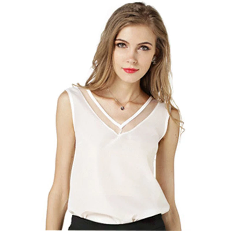 T-shirt women 2019 sleeveless chiffon solid color V-neck AliExpress summer new mesh splicing factory t shirt Vestidos HJY5800
T-shirt women 2019 sleeveless chiffon solid color V-neck AliExpress summer new mesh splicing factory t shirt Vestidos HJY5800