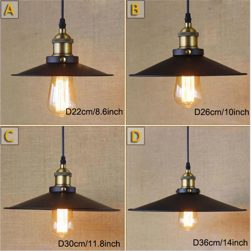 Loft Black D22cm D26cm D30cm D36cm Iron lamp shade lustre pendant lights Art Industrial restaurant bar kitchen room hanging lamp
Loft Black D22cm D26cm D30cm D36cm Iron lamp shade lustre pendant lights Art Industrial restaurant bar kitchen room hanging lamp