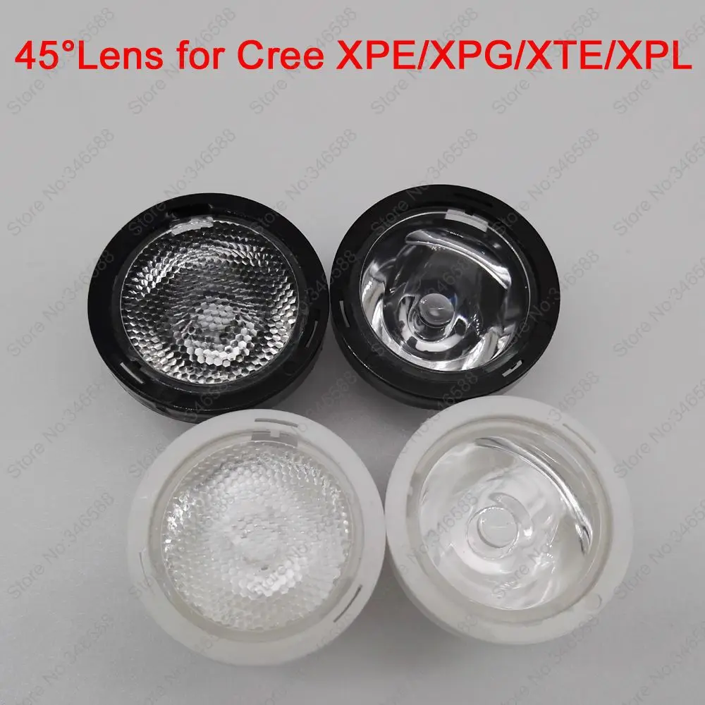 10pcs 20mm 45 Degree Beaded or Clear Surface LED LENS/Reflector Collimator Black or White for CREE XPE / XPG / XTE / XPL LED
10pcs 20mm 45 Degree Beaded or Clear Surface LED LENS/Reflector Collimator Black or White for CREE XPE / XPG / XTE / XPL LED