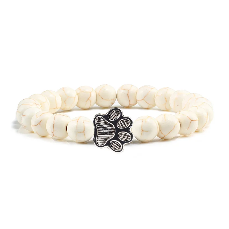 Accessory - Natural Black Volcanic Lava Stone Dog Paw Bracelet black Matte Beads Bracelets For Women Men Cat Dog Lovers Jewelry