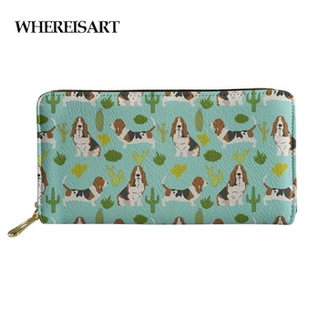 WHEREISART Purse Wallet Women Basset Hound Mint Cactus Sweet Pet Dog Summer Tropical Trendy Design Plants Coin Carteira Clutch
WHEREISART Purse Wallet Women Basset Hound Mint Cactus Sweet Pet Dog Summer Tropical Trendy Design Plants Coin Carteira Clutch