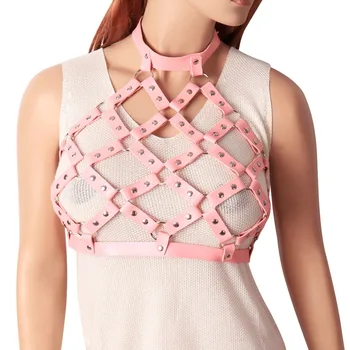 Metal Rivet Leather Bra Harness Pink Crop Top Harajuku Punk Waist Belt Dance Rave Wear Lingerie Lover Gift
Metal Rivet Leather Bra Harness Pink Crop Top Harajuku Punk Waist Belt Dance Rave Wear Lingerie Lover Gift