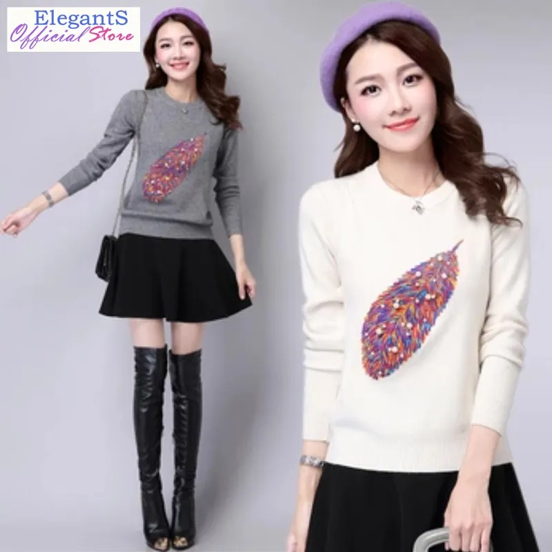 Women Beading Pattern Sweater Pullover Female Patchwork Casual Jumper Knitted Cotton Top Full Sleeve Autumn Spring Clothing 2019
Women Beading Pattern Sweater Pullover Female Patchwork Casual Jumper Knitted Cotton Top Full Sleeve Autumn Spring Clothing 2019