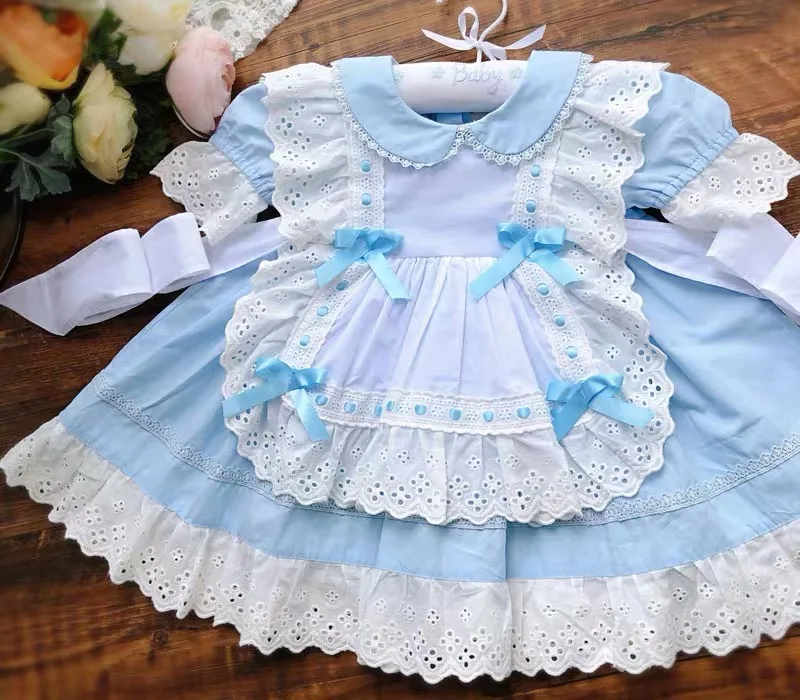 Baby Spanish Classic Girls Dress Bow Ruffles Party Kids Girl Children Candy Pink Blue Color Dresses 1kg#71
Baby Spanish Classic Girls Dress Bow Ruffles Party Kids Girl Children Candy Pink Blue Color Dresses 1kg#71