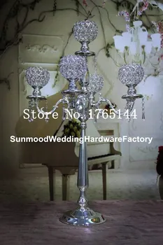 5-arms metal Gold/ Silver candelabras with crystal pendants wedding candle holder Event centerpiece sunmood70 
5-arms metal Gold/ Silver candelabras with crystal pendants wedding candle holder Event centerpiece sunmood70