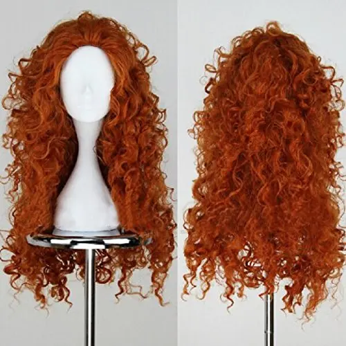 

Женский длинный оранжевый кудрявый парик для ролевых игр, парики из синтетических волос для Хэллоуина + шапочка для парика