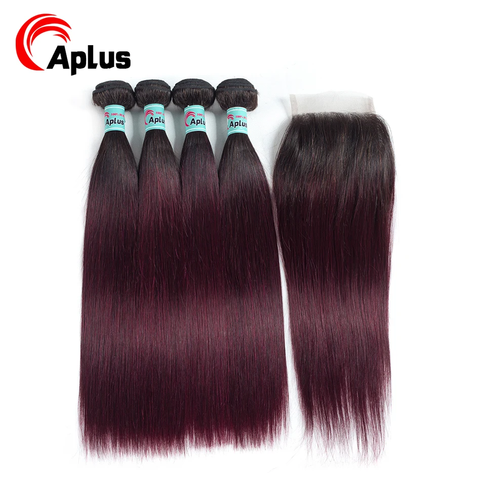 Aplus 1b 99j Straight Hair With Closure 5Pcs/Lot Peruvian Hair Bundles With Closure Free/Middle 3Part Ombre Wine Non-remy Hair
Aplus 1b 99j Straight Hair With Closure 5Pcs/Lot Peruvian Hair Bundles With Closure Free/Middle 3Part Ombre Wine Non-remy Hair