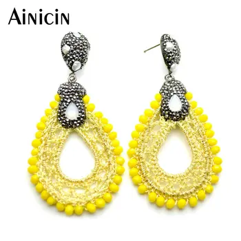 Yellow Color Handmade Waterdrop Shape Stud Earrings Rhinestone Crystal Natural Freshwater Pearls Clay Paved Luxury Women Jewelry
Yellow Color Handmade Waterdrop Shape Stud Earrings Rhinestone Crystal Natural Freshwater Pearls Clay Paved Luxury Women Jewelry