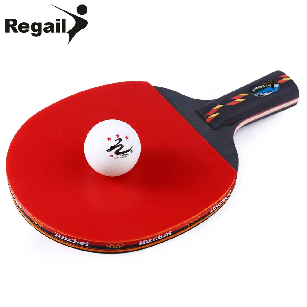 

REGAIL Long Handle Shake-hand Grip Table Tennis Racket Ping Pong Paddle Pimples In rubber Ping Pong Racket + Racket Pouch