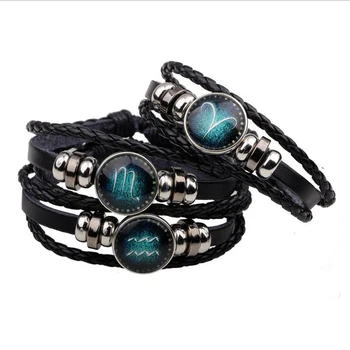 Classic 12 Constellation Black Leather Weaving Bracelets for Women Multi Layer Adjustable Button Bracelet Bangles Men Acessories
Classic 12 Constellation Black Leather Weaving Bracelets for Women Multi Layer Adjustable Button Bracelet Bangles Men Acessories