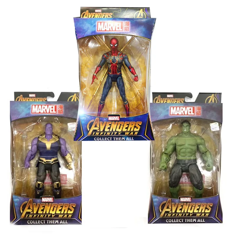 Marvel Original Movie Avengers: Infinity War Character Hulk & Thanos & Iron Spiderman Movable Action Figure Model Toys 
Marvel Original Movie Avengers: Infinity War Character Hulk & Thanos & Iron Spiderman Movable Action Figure Model Toys