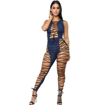 Summer Sexy Bandage Jumpsuit Women Bodycon Sleeveless Jean Jumpsuit Women Hollow Out Club Party Denim Jeans Rompers
Summer Sexy Bandage Jumpsuit Women Bodycon Sleeveless Jean Jumpsuit Women Hollow Out Club Party Denim Jeans Rompers