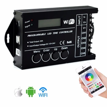 WIF Time programable RGB LED Controller TC421 TC420 DC12V/24V 5Channel Total Output 20A Common Anode Programmable for Led Strip
WIF Time programable RGB LED Controller TC421 TC420 DC12V/24V 5Channel Total Output 20A Common Anode Programmable for Led Strip