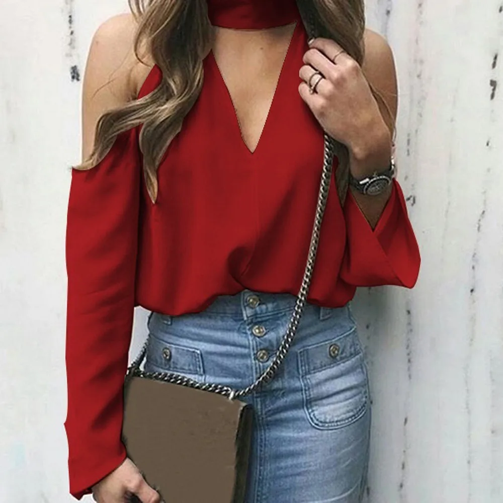 Spring Autumn Sexy Off The Shoulder Shirt Women Halter Cut Out Clothes Top Tees Long Sleeve Casual Choker Neck Loose Shirt
Spring Autumn Sexy Off The Shoulder Shirt Women Halter Cut Out Clothes Top Tees Long Sleeve Casual Choker Neck Loose Shirt