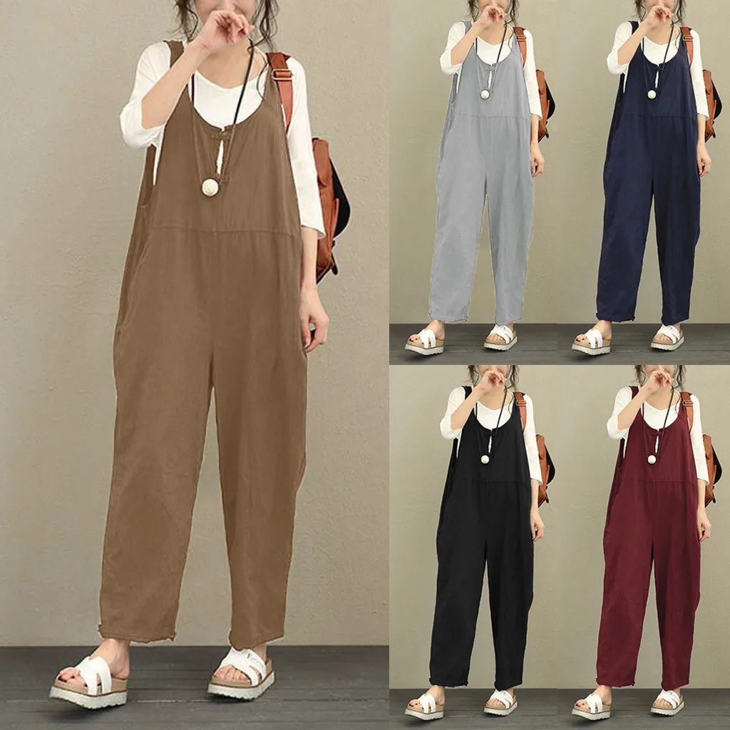 2019 New Fashion Overalls for women Women Sleeveless Dungarees Loose Cotton Long Jumpsuit Pants Trousers Overalls Clubwear
2019 New Fashion Overalls for women Women Sleeveless Dungarees Loose Cotton Long Jumpsuit Pants Trousers Overalls Clubwear