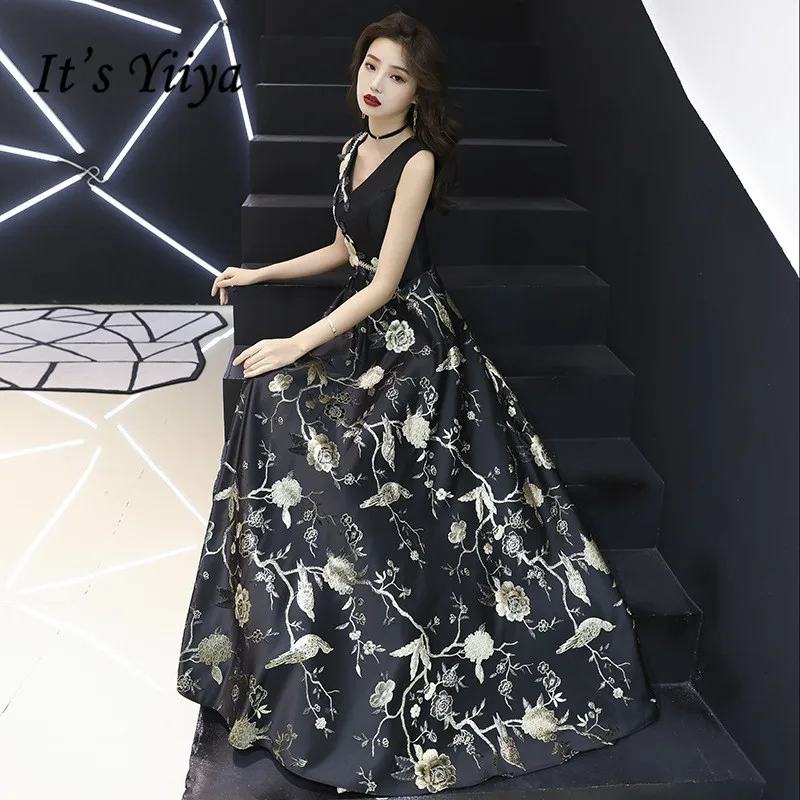 It's YiiYa Long Evening Dress Vintage Print Sleeveless V-neck Tank Formal Dresses Black Appliques Long Fashion Party Gown E013
It's YiiYa Long Evening Dress Vintage Print Sleeveless V-neck Tank Formal Dresses Black Appliques Long Fashion Party Gown E013