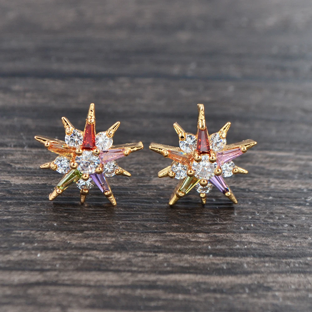 Fashion Women Gold Color Multicolor Cubic Zirconia CZ Star Spur Stud Earrings Jewelry
Fashion Women Gold Color Multicolor Cubic Zirconia CZ Star Spur Stud Earrings Jewelry