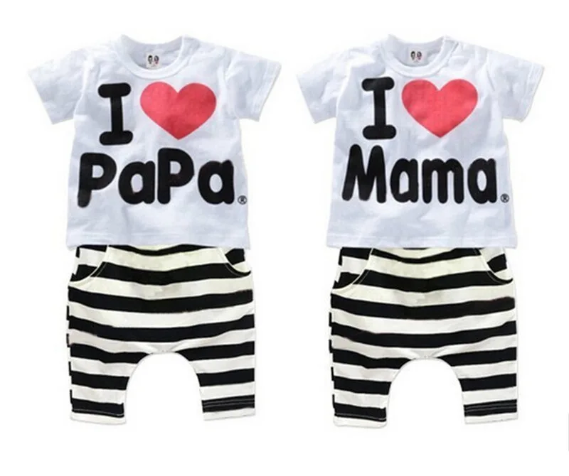 New summer baby boys girls Love Papa Mama clothes cotton short sleeved T-shirt + pants 2pcs suit baby clothing set
New summer baby boys girls Love Papa Mama clothes cotton short sleeved T-shirt + pants 2pcs suit baby clothing set