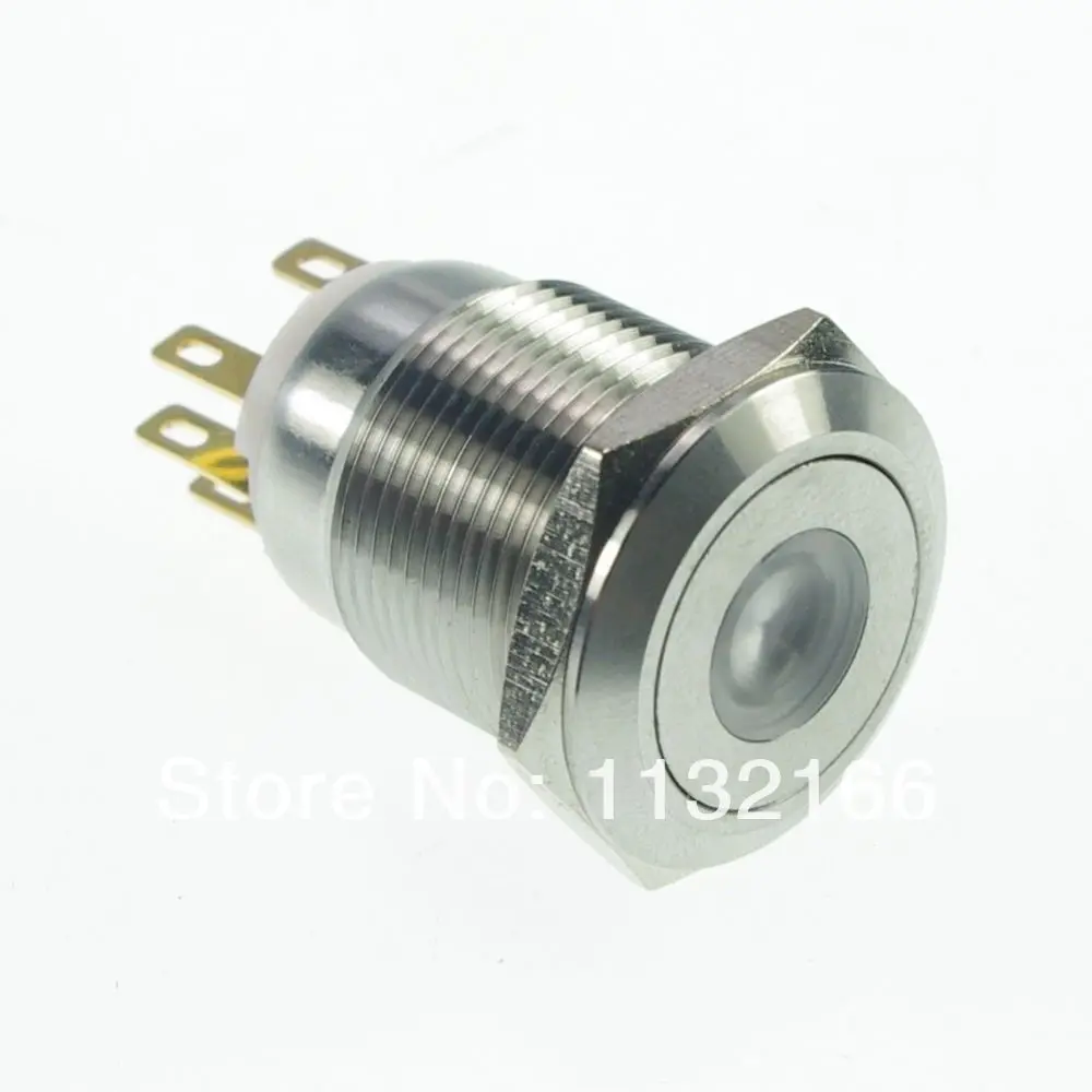 19mm LED Color Yellow Stainless Steel Dot illuminated Momentary Push Button Switch 1NO 1NC Pin Terminal Waterproof
19mm LED Color Yellow Stainless Steel Dot illuminated Momentary Push Button Switch 1NO 1NC Pin Terminal Waterproof