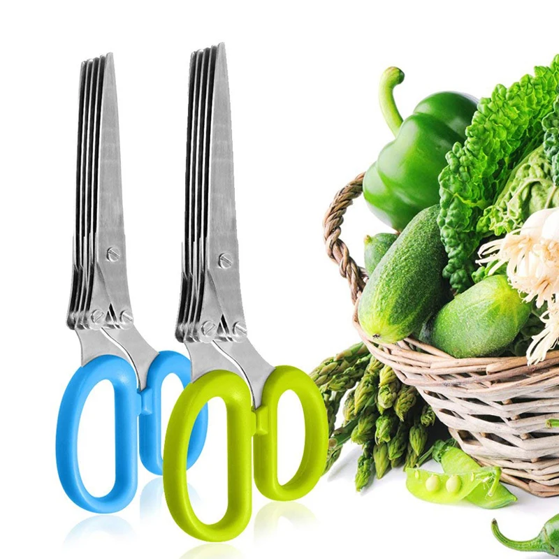 5 Layer Herb Scissors Stainless Steel Scallion Scissors Kitchen Shears Knives Vegetable Onion Cutter Shredder Cooking Gadgets
5 Layer Herb Scissors Stainless Steel Scallion Scissors Kitchen Shears Knives Vegetable Onion Cutter Shredder Cooking Gadgets