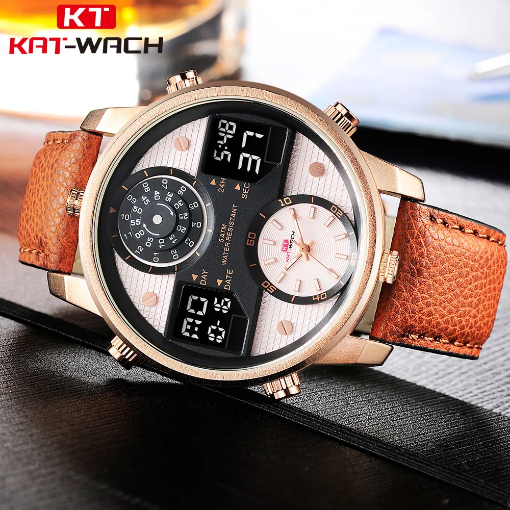 KATWACH розовое золото часы Для мужчин Часы мужские брендовые роскошные новые