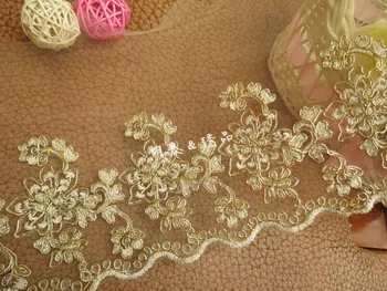 5yards/lot Delicate Gold apricot tulle ganza embroidery lace fabric bridal wedding dress lace trim Sewing Accessories 19cm Width
5yards/lot Delicate Gold apricot tulle ganza embroidery lace fabric bridal wedding dress lace trim Sewing Accessories 19cm Width