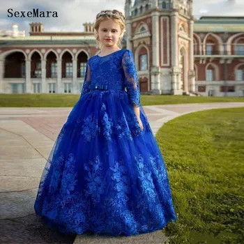 Royal Blue Custom Made Flower Girl Dresses for Wedding Princess Appliqued Lace Child Birthday Party Dress Pageant Gown
Royal Blue Custom Made Flower Girl Dresses for Wedding Princess Appliqued Lace Child Birthday Party Dress Pageant Gown