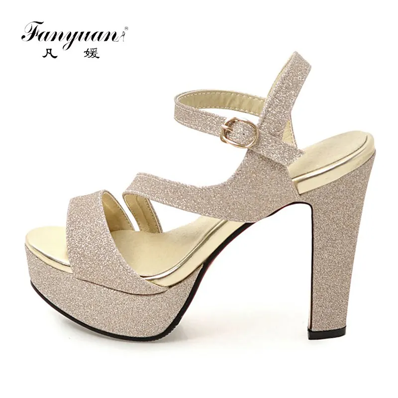 Fanyuan Hot Summer Sexy Sandals High Heels Bling Peep Toe Ladies Platform Shoes Ankle Strap Women's Nightclub Footwear Gold 
Fanyuan Hot Summer Sexy Sandals High Heels Bling Peep Toe Ladies Platform Shoes Ankle Strap Women's Nightclub Footwear Gold