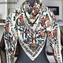 100% Silk Scarf Women Large Shawls Floral Print Stoles Square Bandana Luxury Brand Kerchief Scarves Female Foulard 130*130cm 100% Silk Scarf Women Large Shawls Floral Print Stoles Square Bandana Luxury Brand Kerchief Scarves Female Foulard 130*130cm