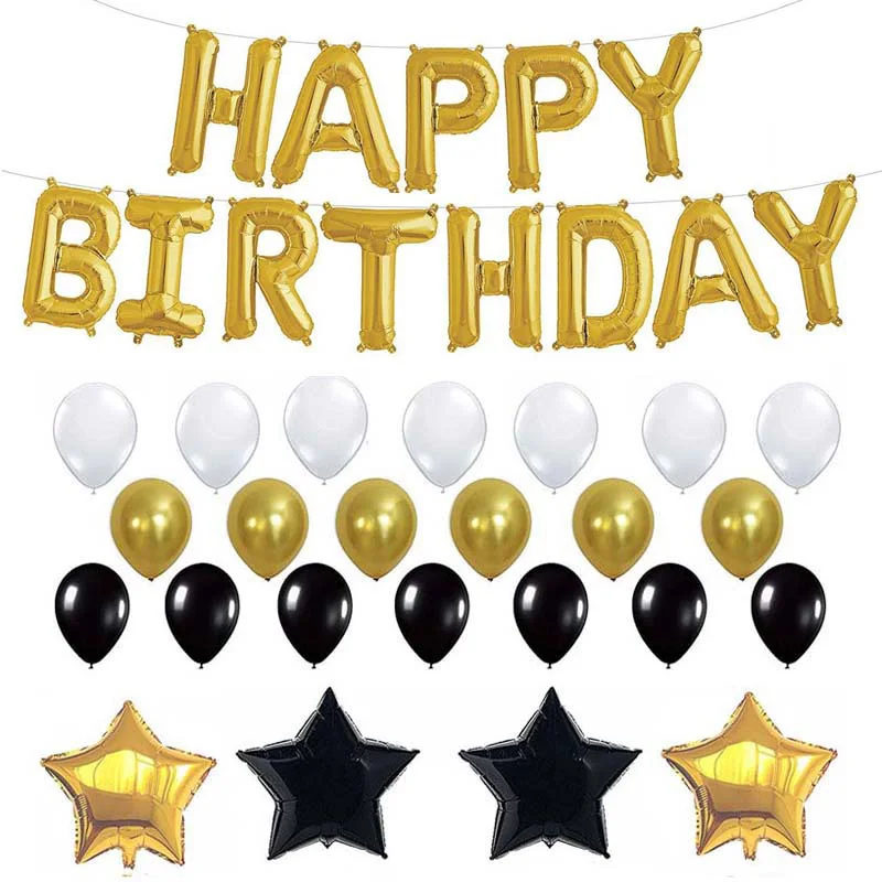 26pcs/set Rose Gold Black set Happy Birthday letter Balloons Latex Foil Balloons for Adult Birthday Party kids Decorations
26pcs/set Rose Gold Black set Happy Birthday letter Balloons Latex Foil Balloons for Adult Birthday Party kids Decorations