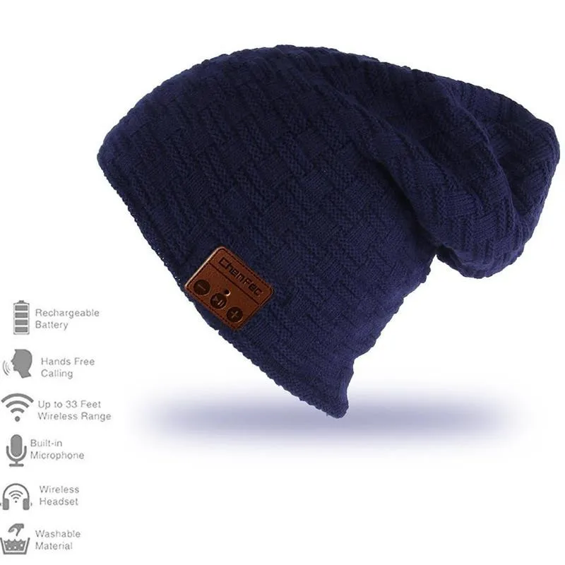 Winter Warm Bluetooth Headset Hat Smart Wireless Earphone Headphone with Mic Speaker Cap Fashion Outdoor Sport Stereo Music Hat
