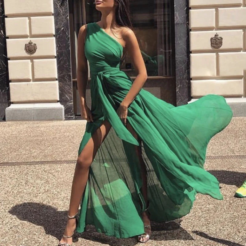 2019 Summer Fashion Women Stylish Elegant Sexy Long Party Dress Eye-Catching One Shoulder Tie Waist High Slit Tunic Maxi Dress
2019 Summer Fashion Women Stylish Elegant Sexy Long Party Dress Eye-Catching One Shoulder Tie Waist High Slit Tunic Maxi Dress