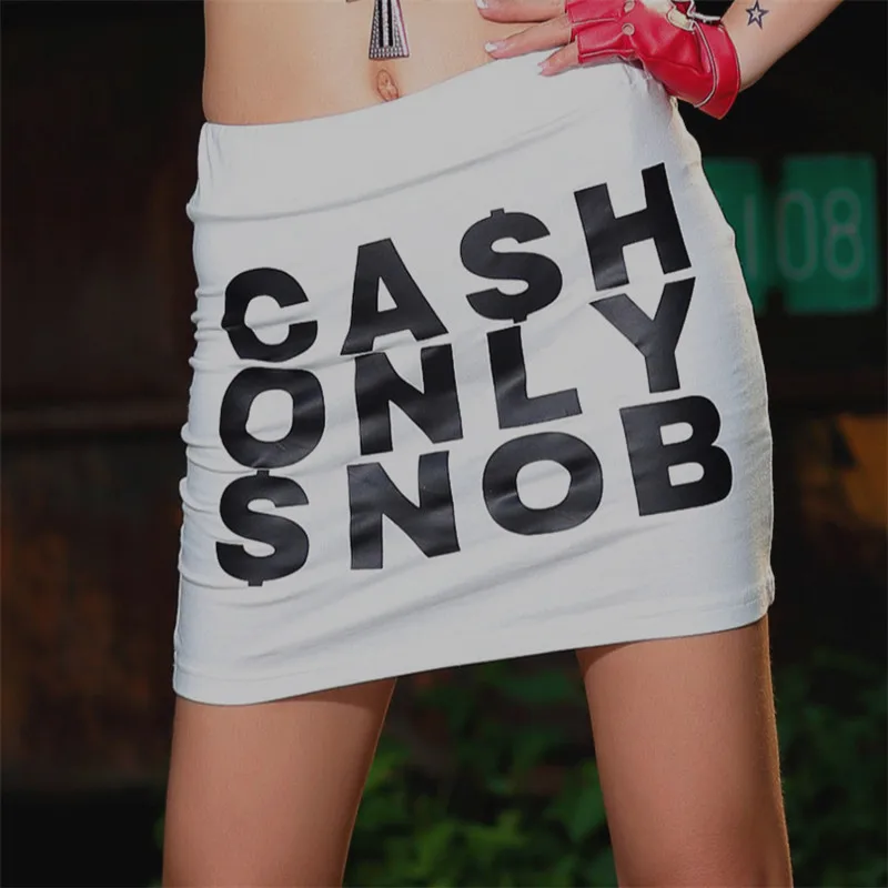 Just.be.never Womens Summer High Quality skirt black Hip Hop Large size Loose Letter "money only snob" print Pencil mini Skirts
Just.be.never Womens Summer High Quality skirt black Hip Hop Large size Loose Letter "money only snob" print Pencil mini Skirts